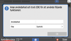 Bild på användarpanelens skärm