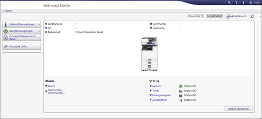 Webbrowser-Bildschirmdarstellung
