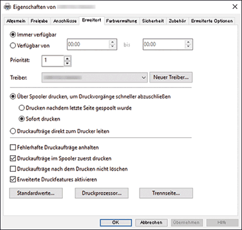 Abbildung Treiberbildschirm