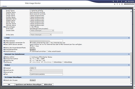 Webbrowser-Bildschirmdarstellung