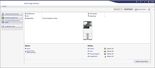 Webbrowser-Bildschirmdarstellung