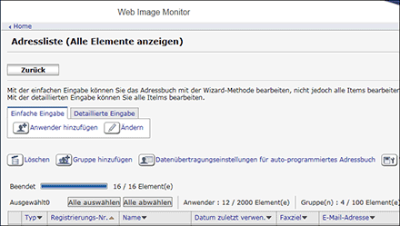 Webbrowser-Bildschirmdarstellung