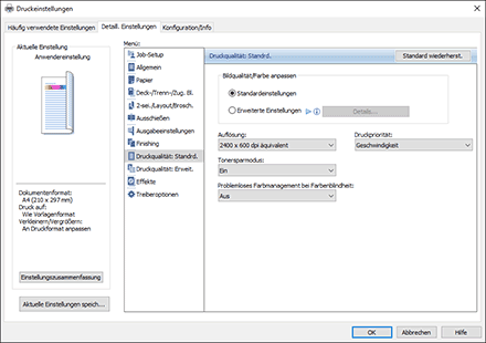Abbildung Treiberbildschirm