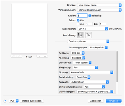 Abbildung Treiberbildschirm