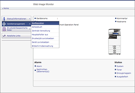 Webbrowser-Bildschirmdarstellung