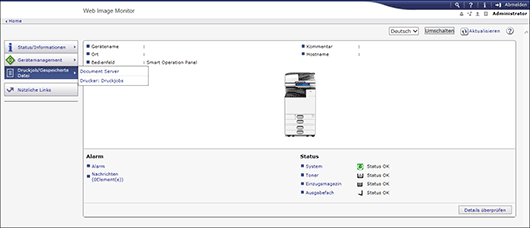 Webbrowser-Bildschirmdarstellung