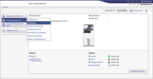 Webbrowser-Bildschirmdarstellung