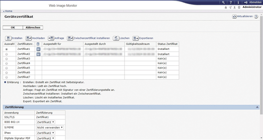 Webbrowser-Bildschirmdarstellung