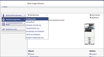 Webbrowser-Bildschirmdarstellung