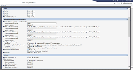 Webbrowser-Bildschirmdarstellung
