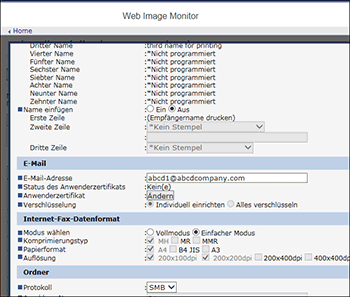 Webbrowser-Bildschirmdarstellung