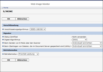 Webbrowser-Bildschirmdarstellung