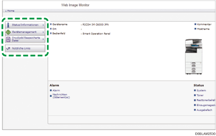 Webbrowser-Bildschirmdarstellung