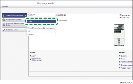 Webbrowser-Bildschirmdarstellung