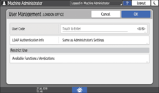 Operation panel screen illustration