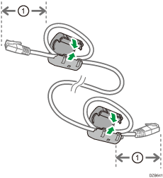 ilustración del cable de Ethernet con núcleo de ferrita