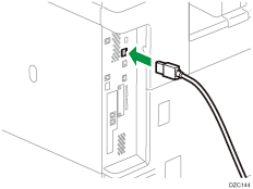 ilustración de la conexión del cable de interfaz USB
