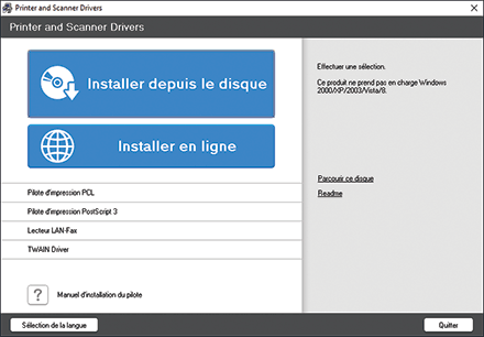 Illustration du programme d'installation du pilote