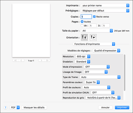 Illustration de l'écran Pilote