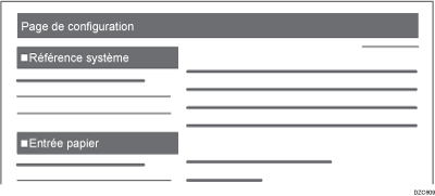 Illustration des éléments imprimés sur la page de configuration