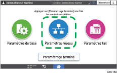 Illustration de l'écran du panneau de commande