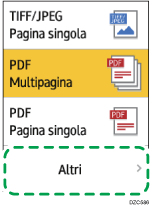 Illustrazione della schermata sul pannello di controllo