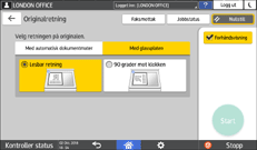 Illustrasjon av betjeningspanelet