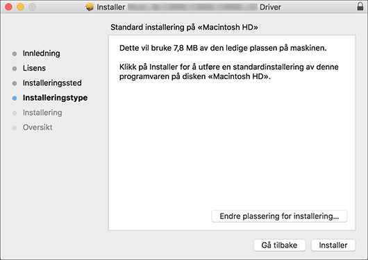 Illustrasjon av driverskjerm
