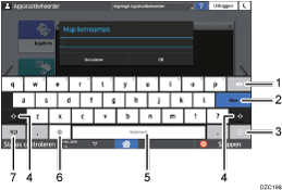 Genummerde afbeelding van het scherm van het bedieningspaneel