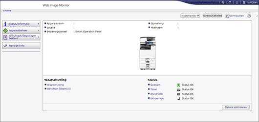 Afbeelding van bedieningspaneel