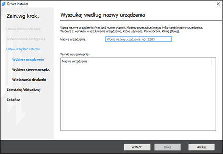 Ilustracja programu instalacyjnego sterownika