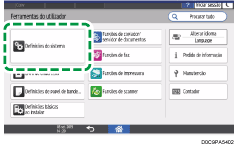 Ilustração do ecrã do painel de operação