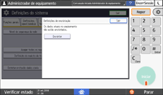 Ilustração do ecrã do painel de operação