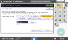 Ilustração do ecrã do painel de operação