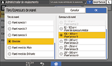 Ilustração do ecrã do painel de operação