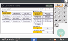 Ilustração do ecrã do painel de operação