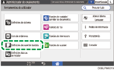 Ilustração do ecrã do painel de operação