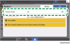 Ilustração do ecrã do painel de operação