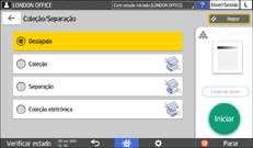 Ilustração do ecrã do painel de operação