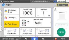 Ilustração do ecrã do painel de operação