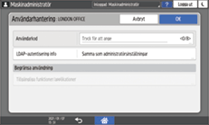 Bild på användarpanelens skärm