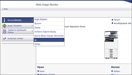Ağ tarayıcısı ekranı resmi