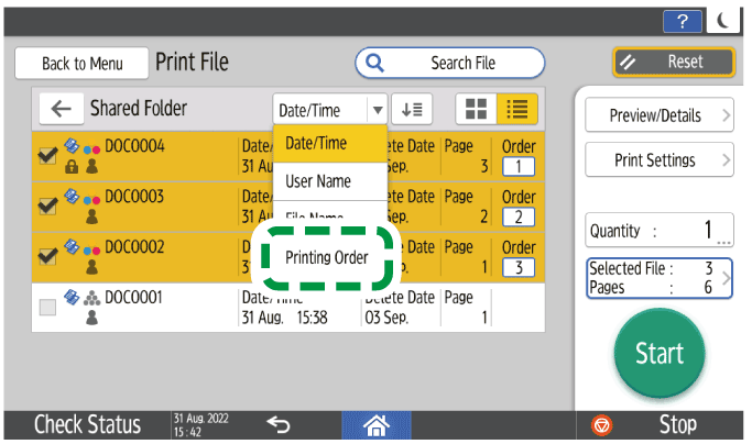 Operation panel screen illustration