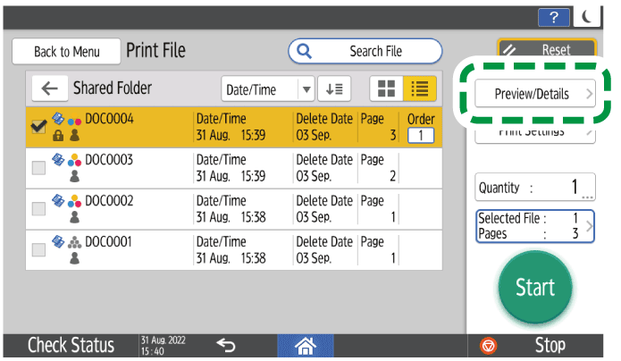 Operation panel screen illustration