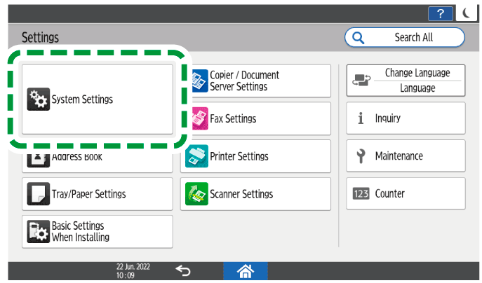 Operation panel screen illustration