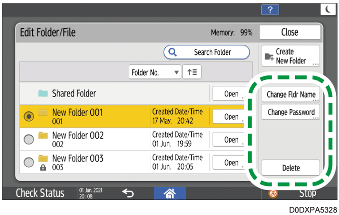 Operation panel screen illustration