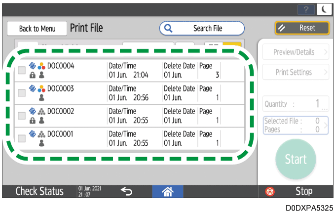 Operation panel screen illustration