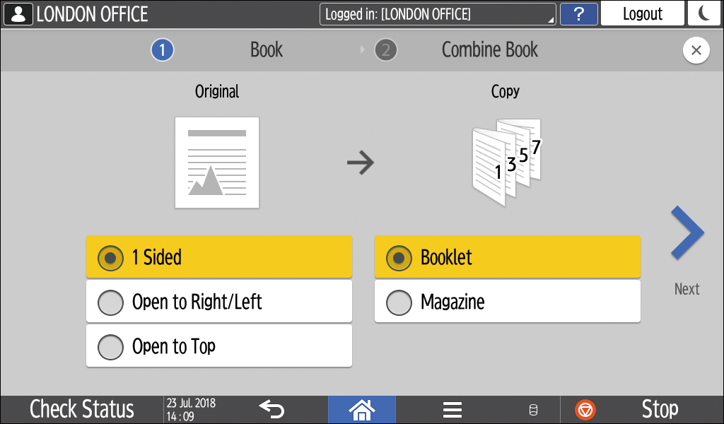 Operation panel screen illustration