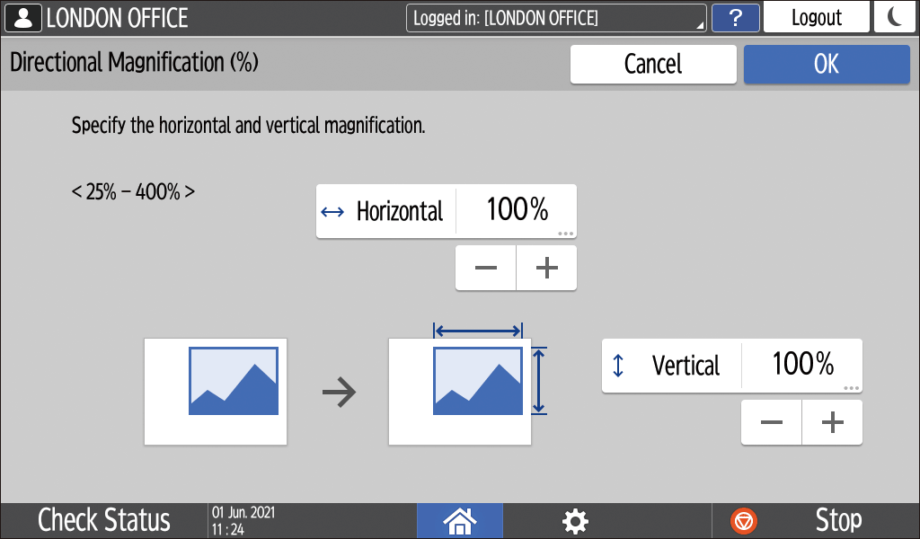Operation panel screen illustration