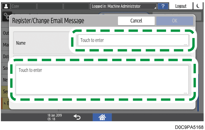Operation panel screen illustration